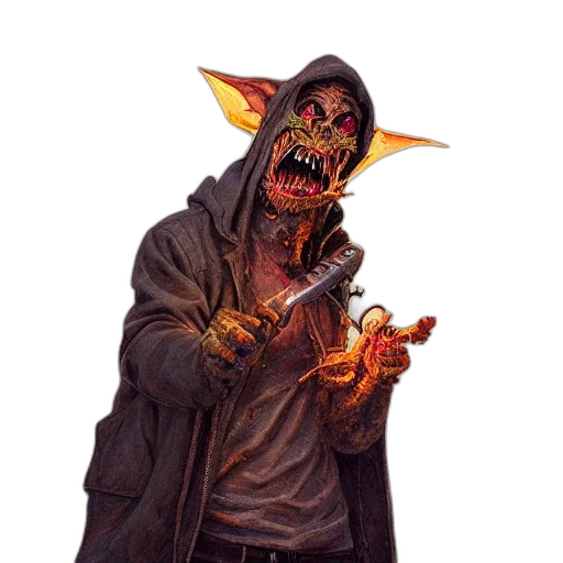 staff, mask, creature, jacket transparent PNG cut-out
