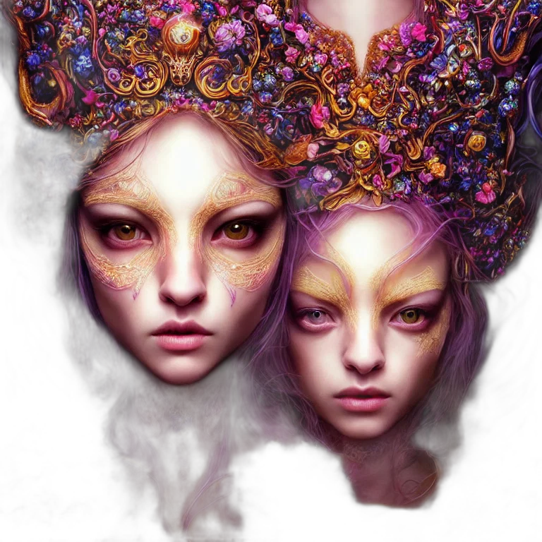 crown, mask, face, fantasy art, concept art, photorealistic, watercolor, outer space transparent PNG cut-out