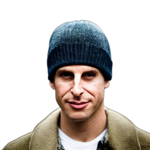 hat, face, jacket, staff transparent PNG cut-out