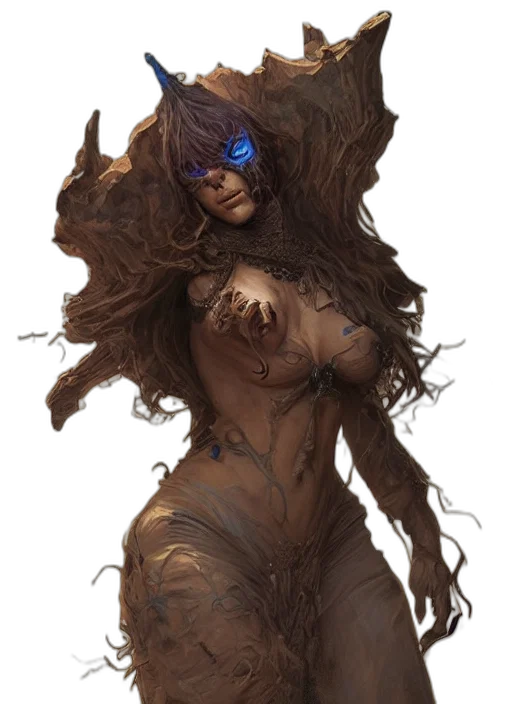 creature, mask, dress, hair transparent PNG cut-out