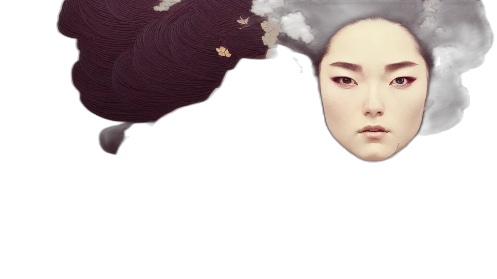 face, hair, crown, mask, photorealistic, fantasy art, concept art, 3d render transparent PNG cut-out