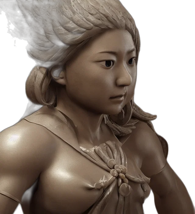 3d render, photorealistic, concept art, fantasy art, sculpture, akase, akari, unreal transparent PNG cut-out