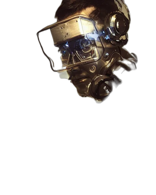 robot, mask, car, crown, concept art, 3d render, photorealistic, half transparent PNG cut-out