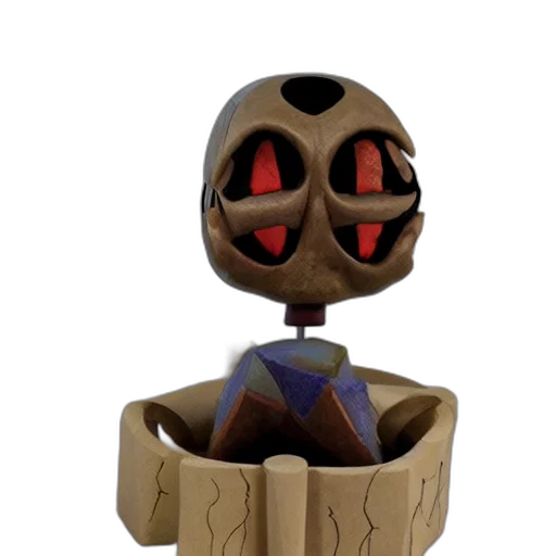 mask, robot, crown, furniture, 3d render, concept art, cartoon, occult transparent PNG cut-out