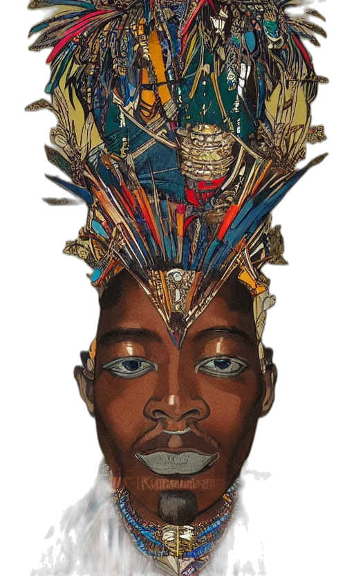 crown, mask, face, staff, concept art, fantasy art, photorealistic, comic book art transparent PNG cut-out