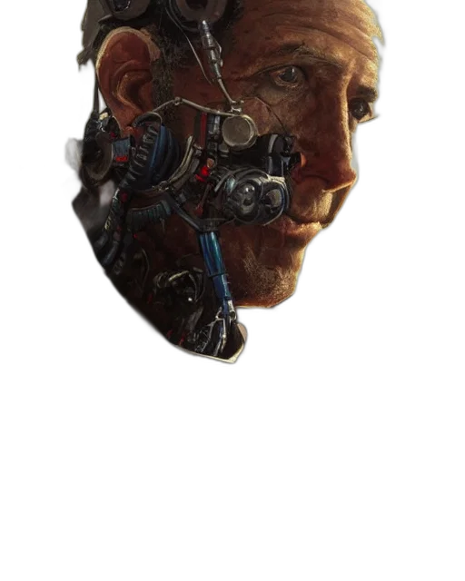 robot, face, mask, weapon transparent PNG cut-out
