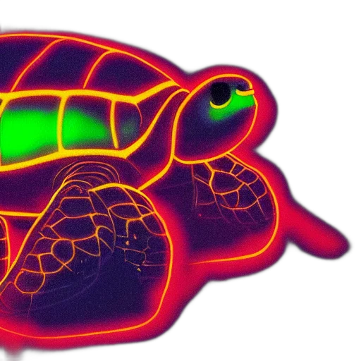 animal, 3d render, concept art, neon lights, neon, turtle, portrait, synch transparent PNG cut-out