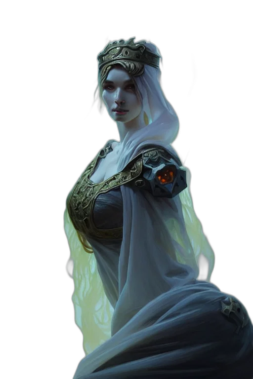 dress, staff, face, crown, fantasy art, concept art, photorealistic, comic book art transparent PNG cut-out