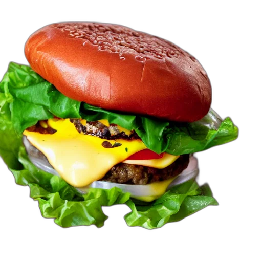 food, animal, weapon, crown, photorealistic, 3d render, cheeseburger, cheese transparent PNG cut-out