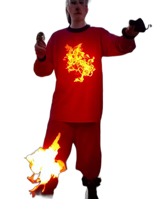 staff, jacket, weapon, dragon, concept art, 3d render, pixel art, fire transparent PNG cut-out