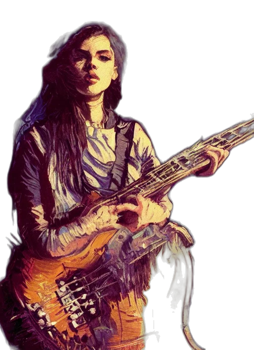 fantasy art, comic book art, photorealistic, watercolor, portrait, beautiful, girl, playing transparent PNG cut-out