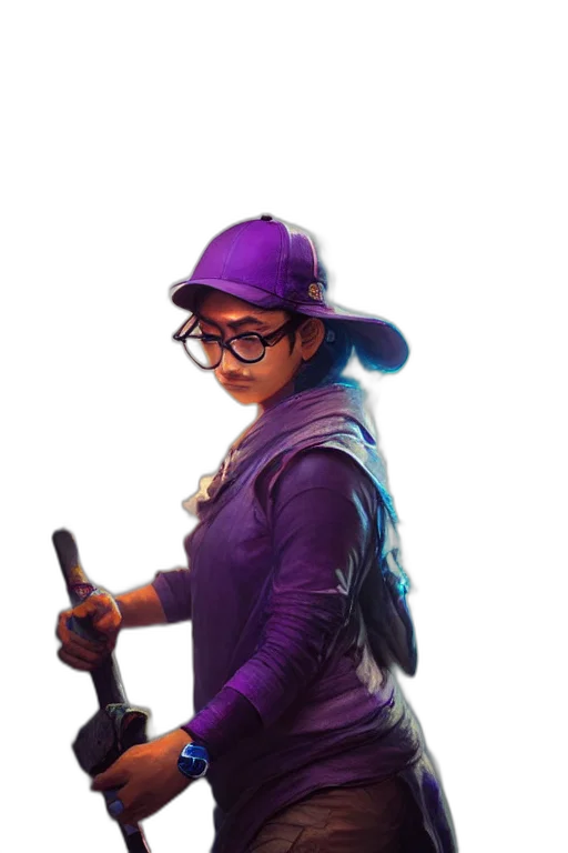 staff, hat, weapon, jacket, concept art, 3d render, pixel art, photorealistic transparent PNG cut-out