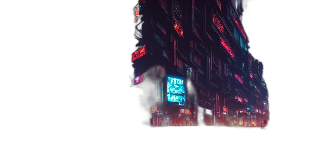 building, robot, car, jacket, cyberpunk, concept art, 3d render, pixel art transparent PNG cut-out