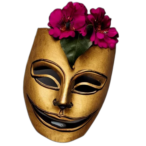 mask, crown, flower, face, photorealistic, concept art, wear, hide transparent PNG cut-out