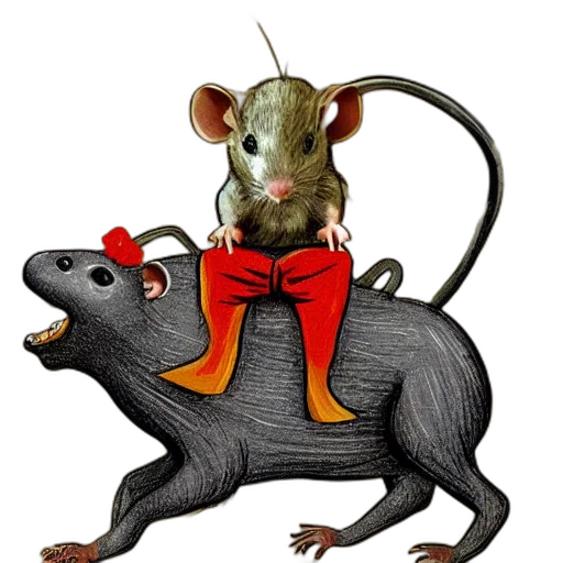 animal, hat, staff, concept art, photorealistic, 3d render, cartoon, rat transparent PNG cut-out