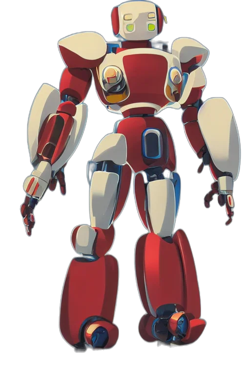 robot, weapon, concept art, 3d render, pixel art, anime, red, metabots transparent PNG cut-out