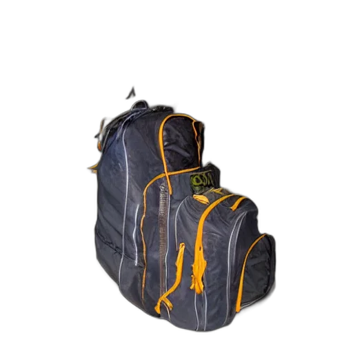 jacket, 3d render, photorealistic, some, luggage, corner, cave, looks transparent PNG cut-out