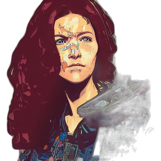 face, comic book art, fantasy art, cartoon transparent PNG cut-out