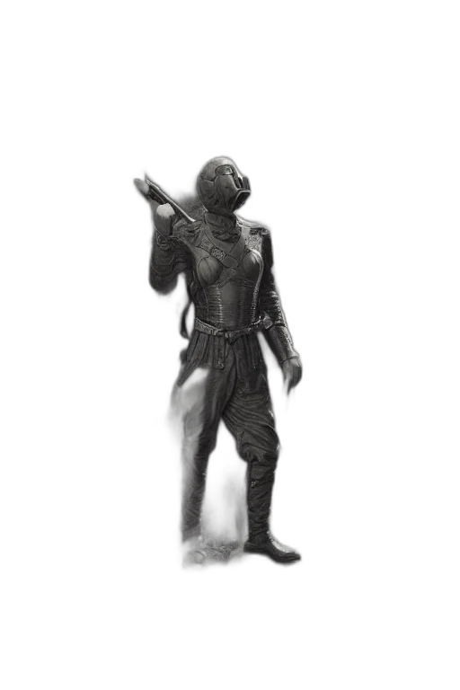 staff, sword, weapon, mask, concept art, 3d render, fantasy art, pencil sketch transparent PNG cut-out