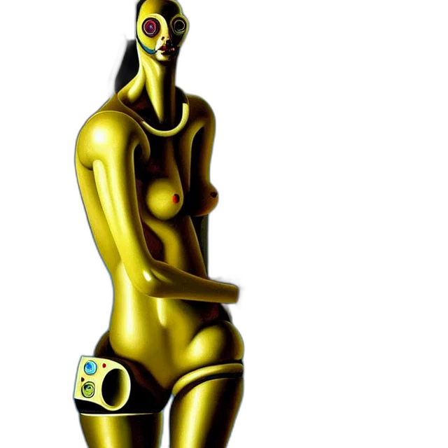 robot, jewelry, mask, dress, concept art, 3d render, fantasy art, photorealistic transparent PNG cut-out