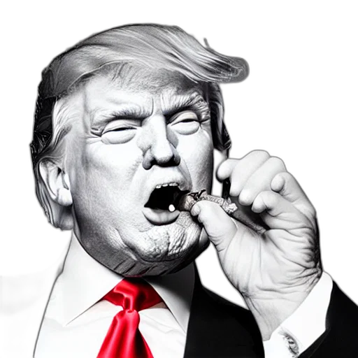 mask, photorealistic, close, portrait, donald, trump, eating, nuclear transparent PNG cut-out
