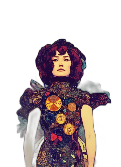 dress, crown, robot, face transparent PNG cut-out