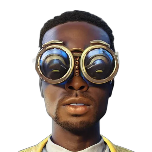 face, mask, robot, staff, concept art, comic book art, photorealistic, 3d render transparent PNG cut-out