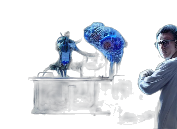 robot, concept art, 3d render, pixel art, cyberpunk, underwater, snow, outer space transparent PNG cut-out