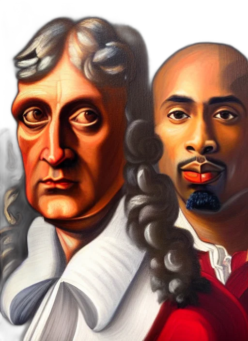 photorealistic, classical, portrait, sir, isaac, newton, tupac, shakur transparent PNG cut-out