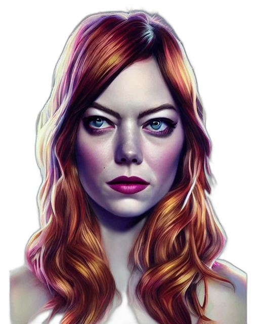 face, hair, fantasy art, photorealistic, concept art, comic book art, neon lights, red transparent PNG cut-out