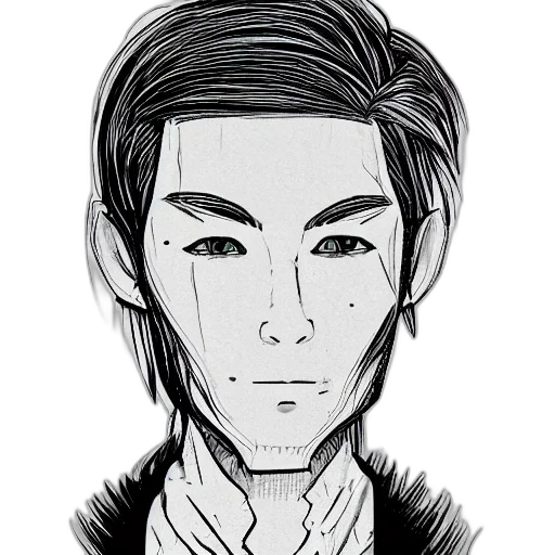 face, staff, jacket, mask, cartoon, pencil sketch, comic book art, photorealistic transparent PNG cut-out