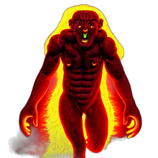 creature, mask, jacket, concept art, 3d render, comic book art, pixel art, fire transparent PNG cut-out