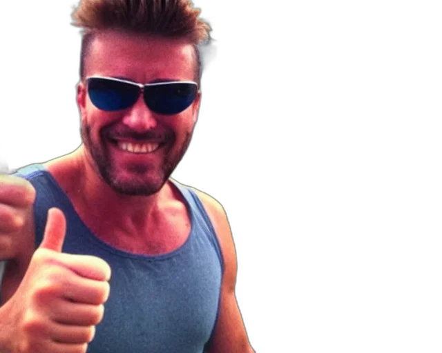 selfie, man, wearing, tank, top, sunglasses, drinking, beer transparent PNG cut-out