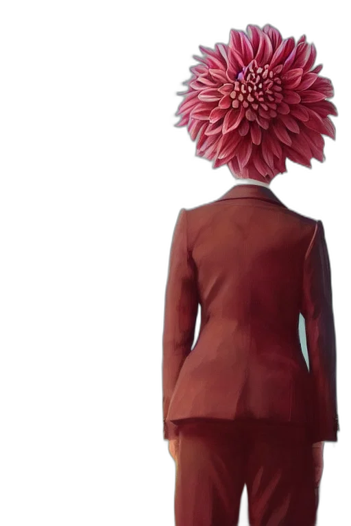 jacket, flower, crown, dress, concept art, 3d render, anime, photorealistic transparent PNG cut-out