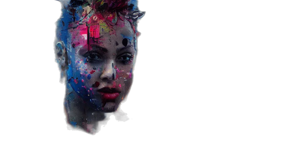 face, photorealistic, concept art, cyberpunk transparent PNG cut-out