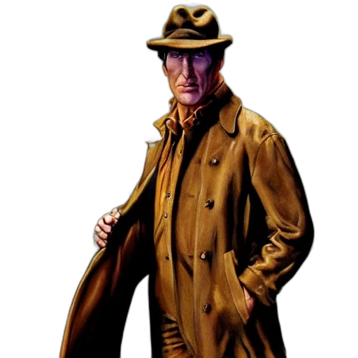 jacket, hat, staff, comic book art transparent PNG cut-out