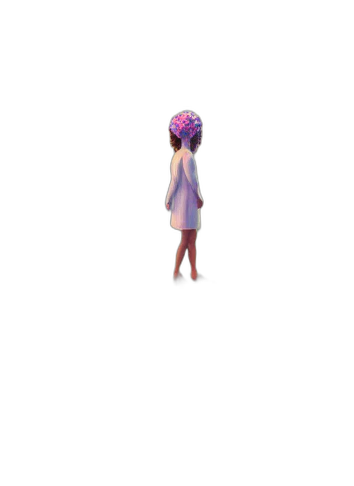 dress, creature, staff, hair transparent PNG cut-out