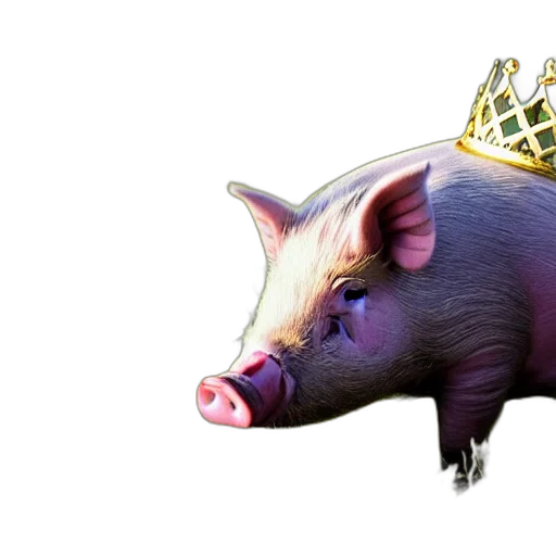 crown, animal, jewelry, 3d render, concept art, photorealistic, fantasy art, pig transparent PNG cut-out