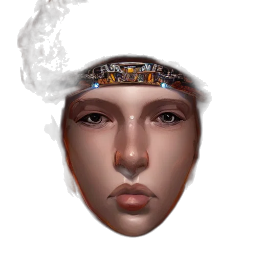 face, mask, crown, hat, photorealistic, concept art, 3d render, fantasy art transparent PNG cut-out