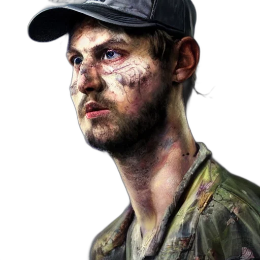 face, weapon, photorealistic, watercolor transparent PNG cut-out