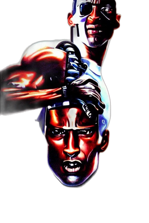 face, mask, staff, comic book art transparent PNG cut-out