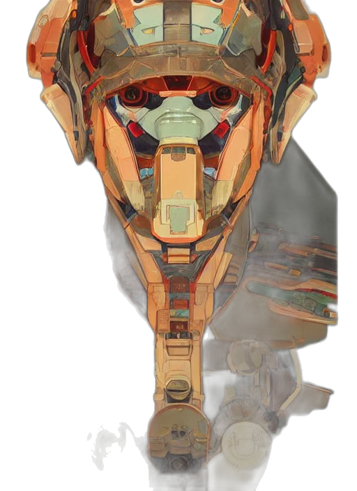 robot, mask, crown, weapon transparent PNG cut-out