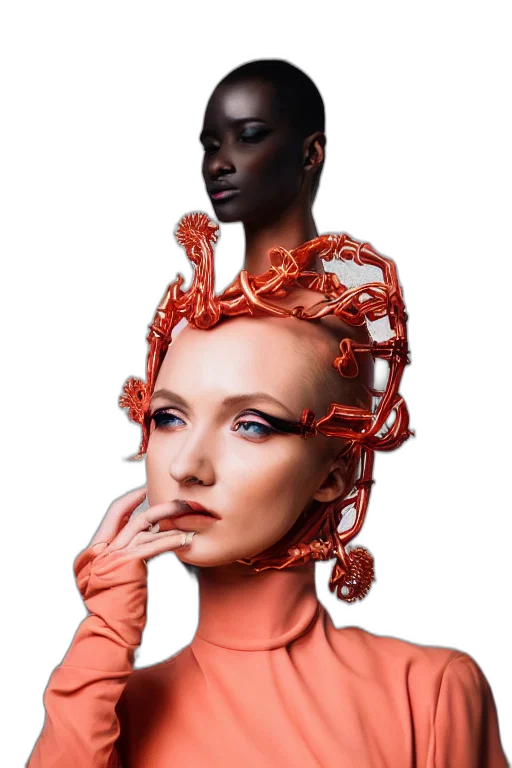 crown, mask, jewelry, face, cyberpunk, photorealistic, concept art, 3d render transparent PNG cut-out