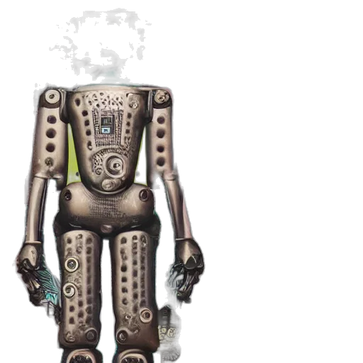 robot, creature, mask, staff transparent PNG cut-out