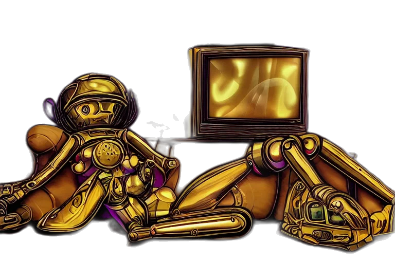 robot, furniture, jewelry, concept art, pixel art, cyberpunk, fantasy art, outer space transparent PNG cut-out