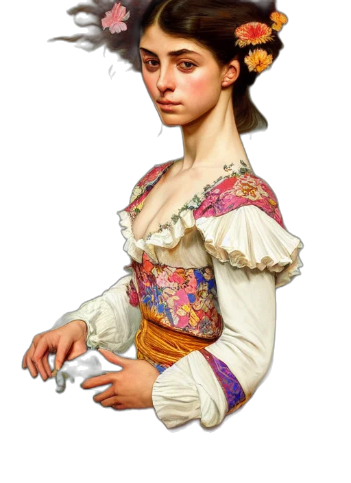 dress, staff, face, jewelry, oil painting, photorealistic, fantasy art, concept art transparent PNG cut-out