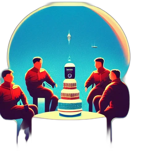 robot, concept art, 3d render, pixel art, vaporwave, outer space, neon lights, twelve transparent PNG cut-out