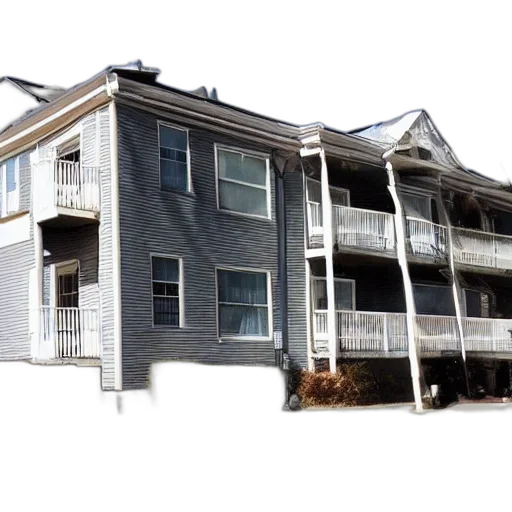 building, 3d render, photorealistic, haunted, craigslist, apartment transparent PNG cut-out