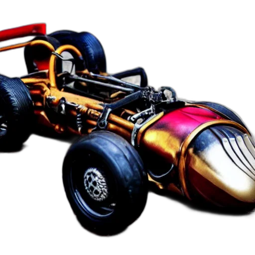car, 3d render, concept art, photorealistic, steampunk, formula, one transparent PNG cut-out