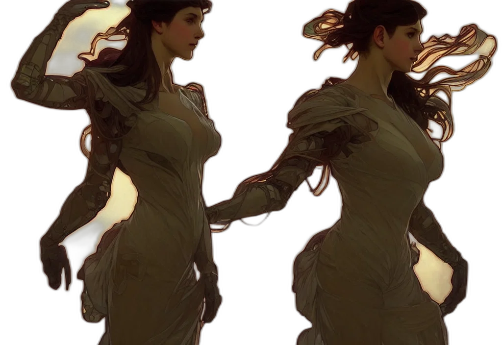 dress, concept art, fantasy art, comic book art, photorealistic, earth tones, golden, dark transparent PNG cut-out